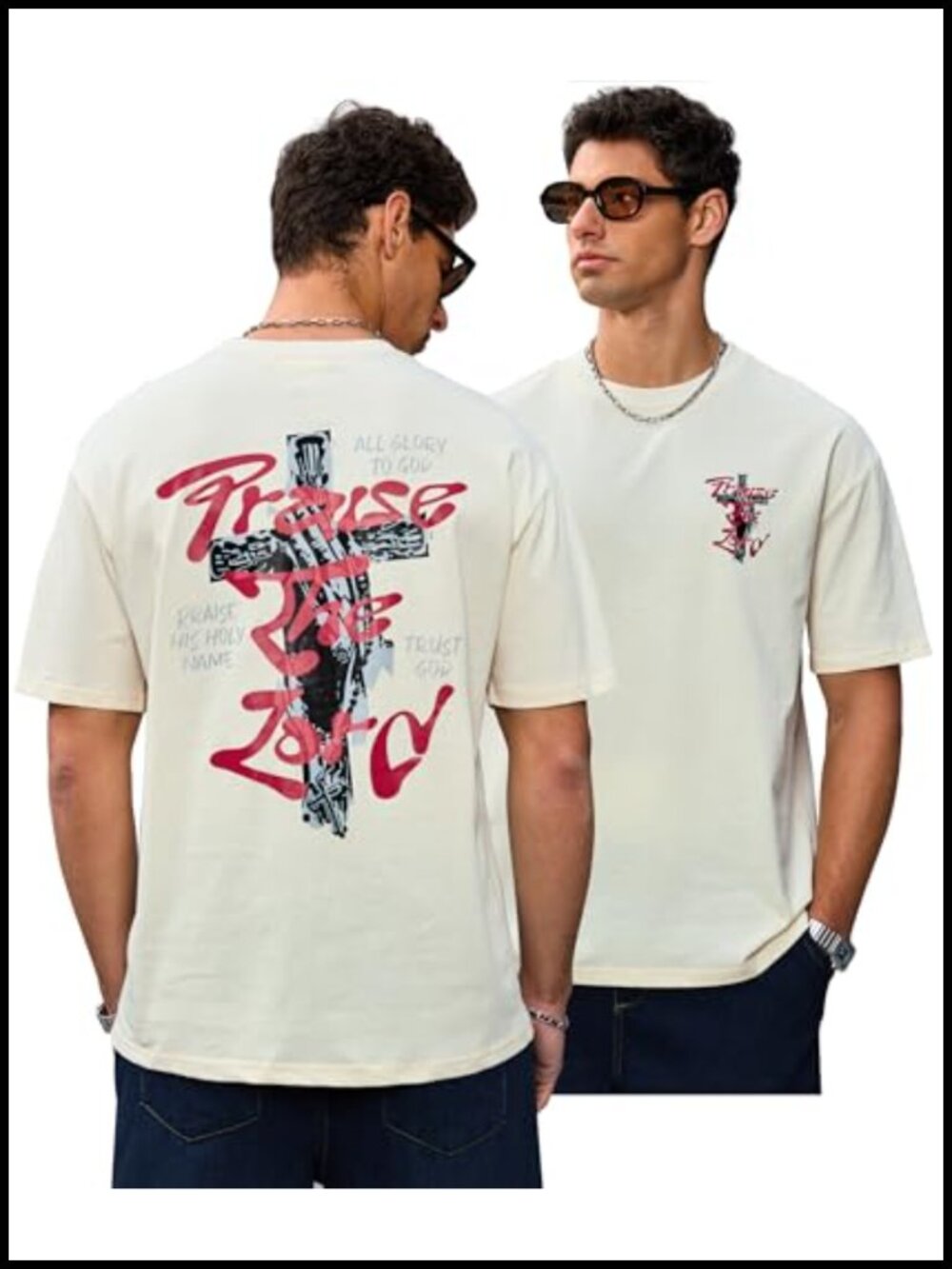 Men's Loose Fit Cotton Graphic Print Crewneck Short Sleeve T-Shirt Casual